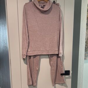 Women's Cozy Cowl Neck Pajama Set in Dusty Pink